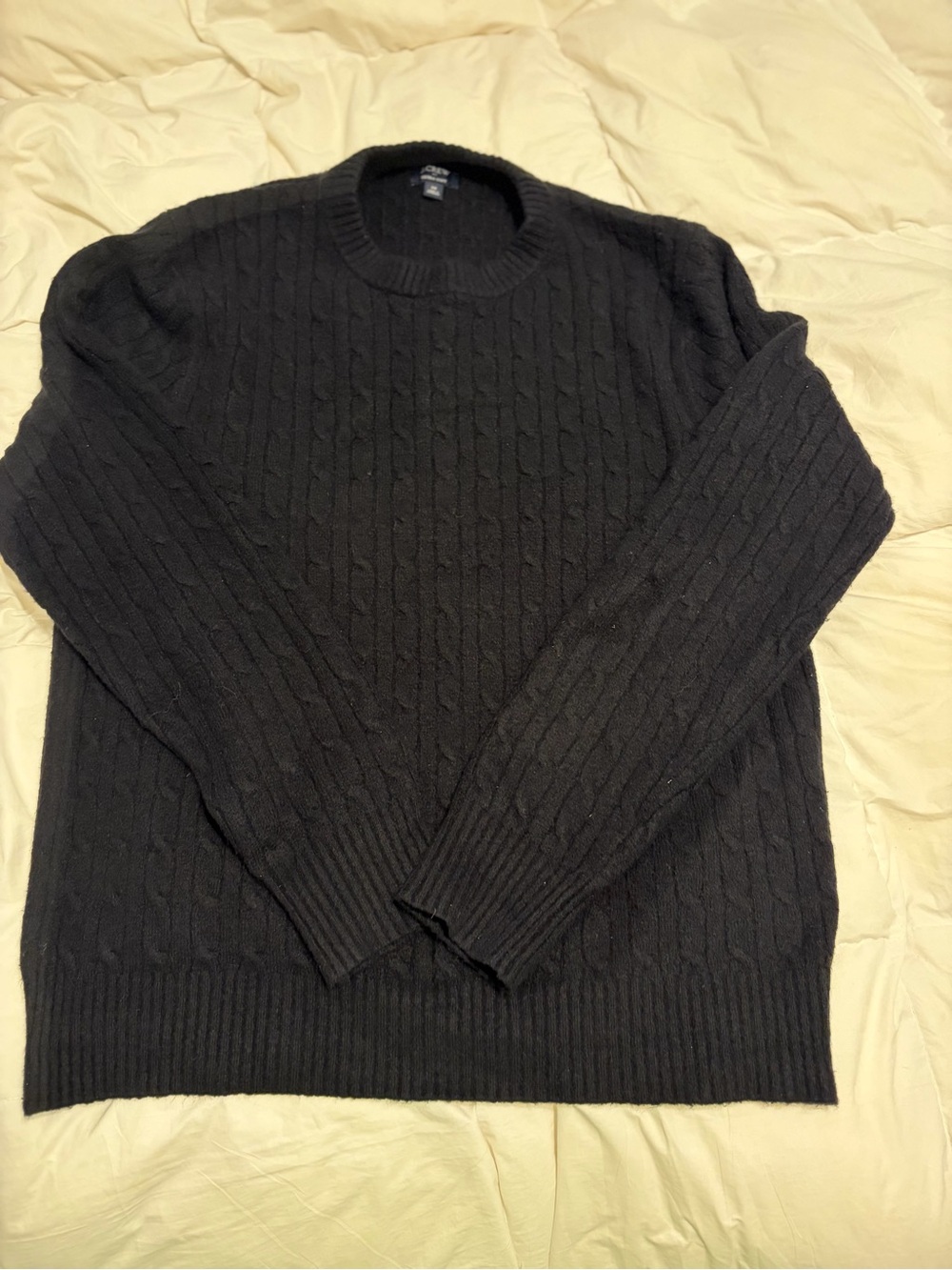 J. Crew Black Cable Crewneck Sweater